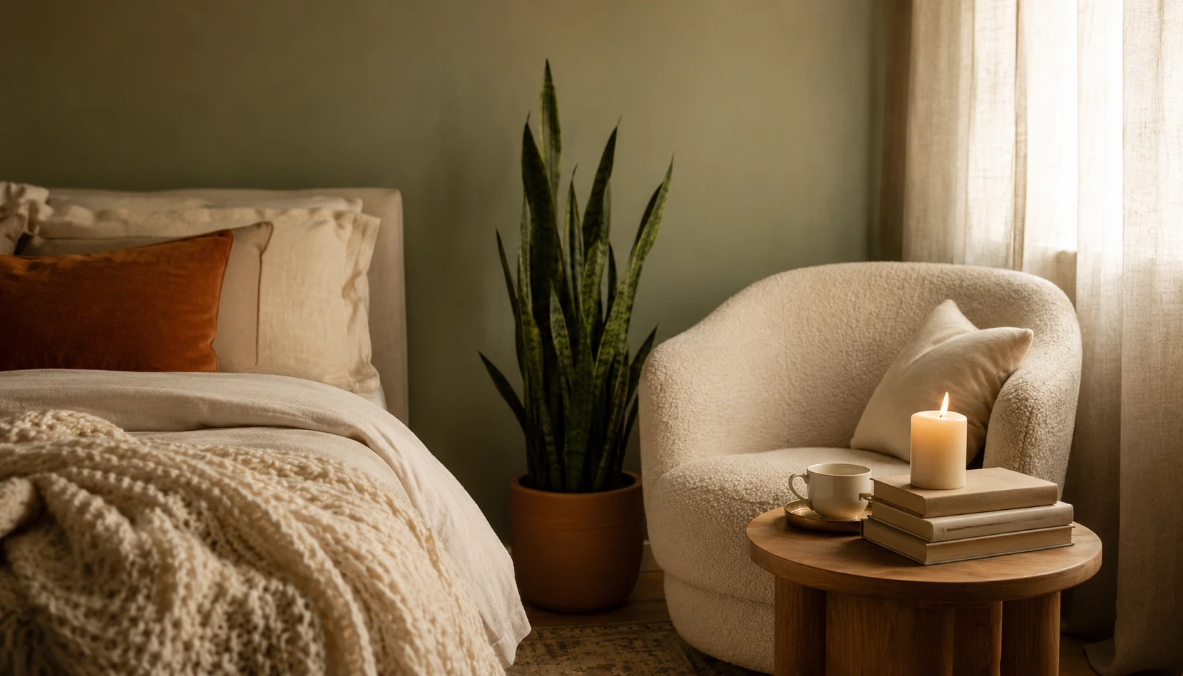 Sage green bedroom 2026 with calm restful neutral palette and natural light