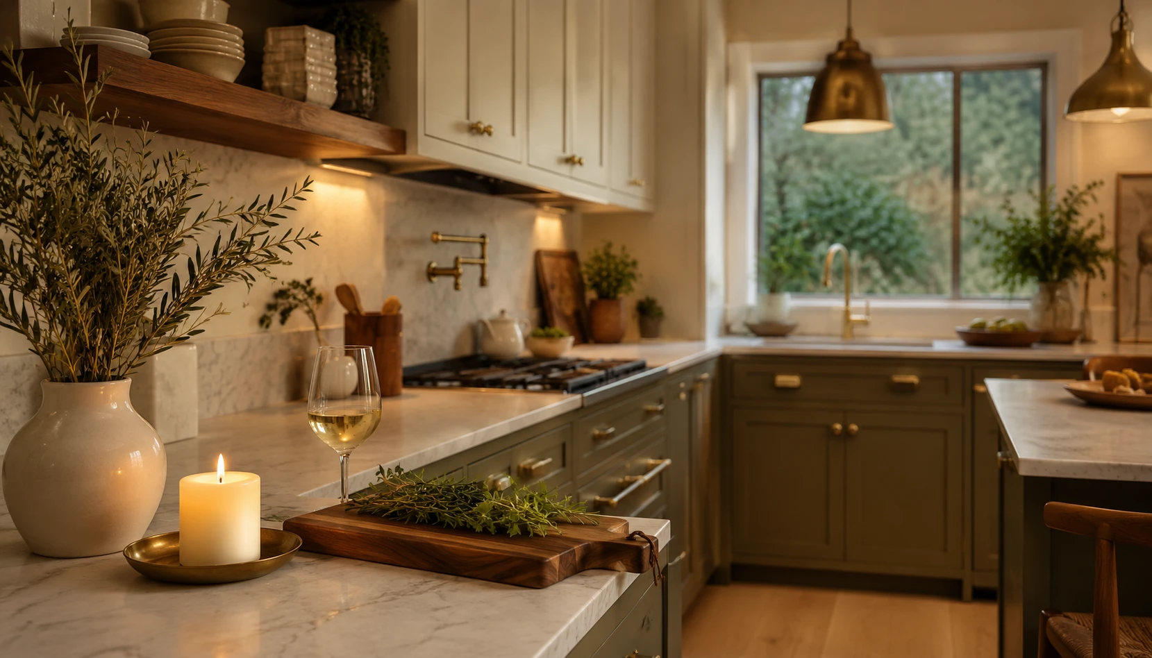 Olive green kitchen 2026 showing warm grounded earthy sophisticated design