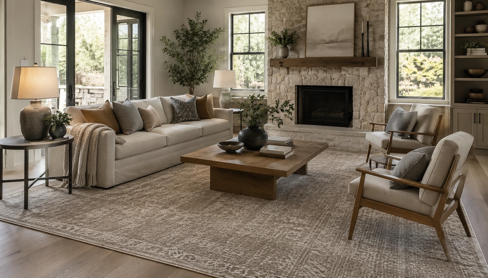 Use Rugs That Fit the Furniture demonstrated in a realistic ordinary home interior