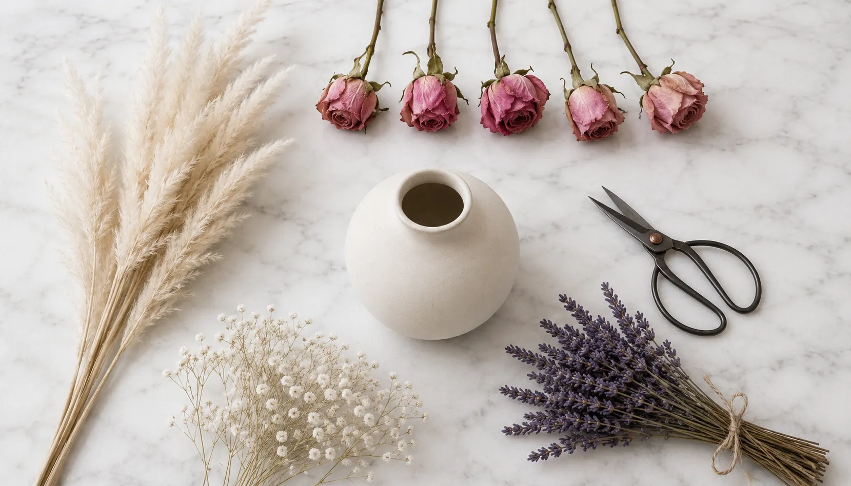 Step by step dried flower arrangement tutorial