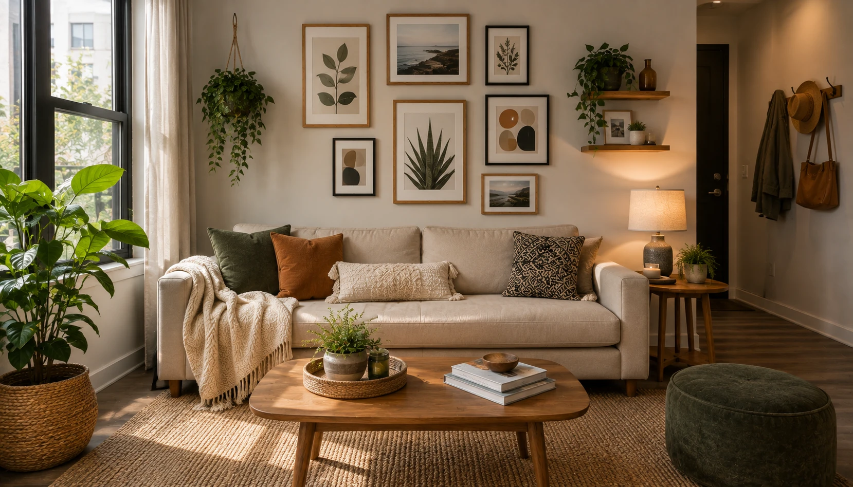 Use Removable Wall Decor Carefully shown in a realistic rental apartment