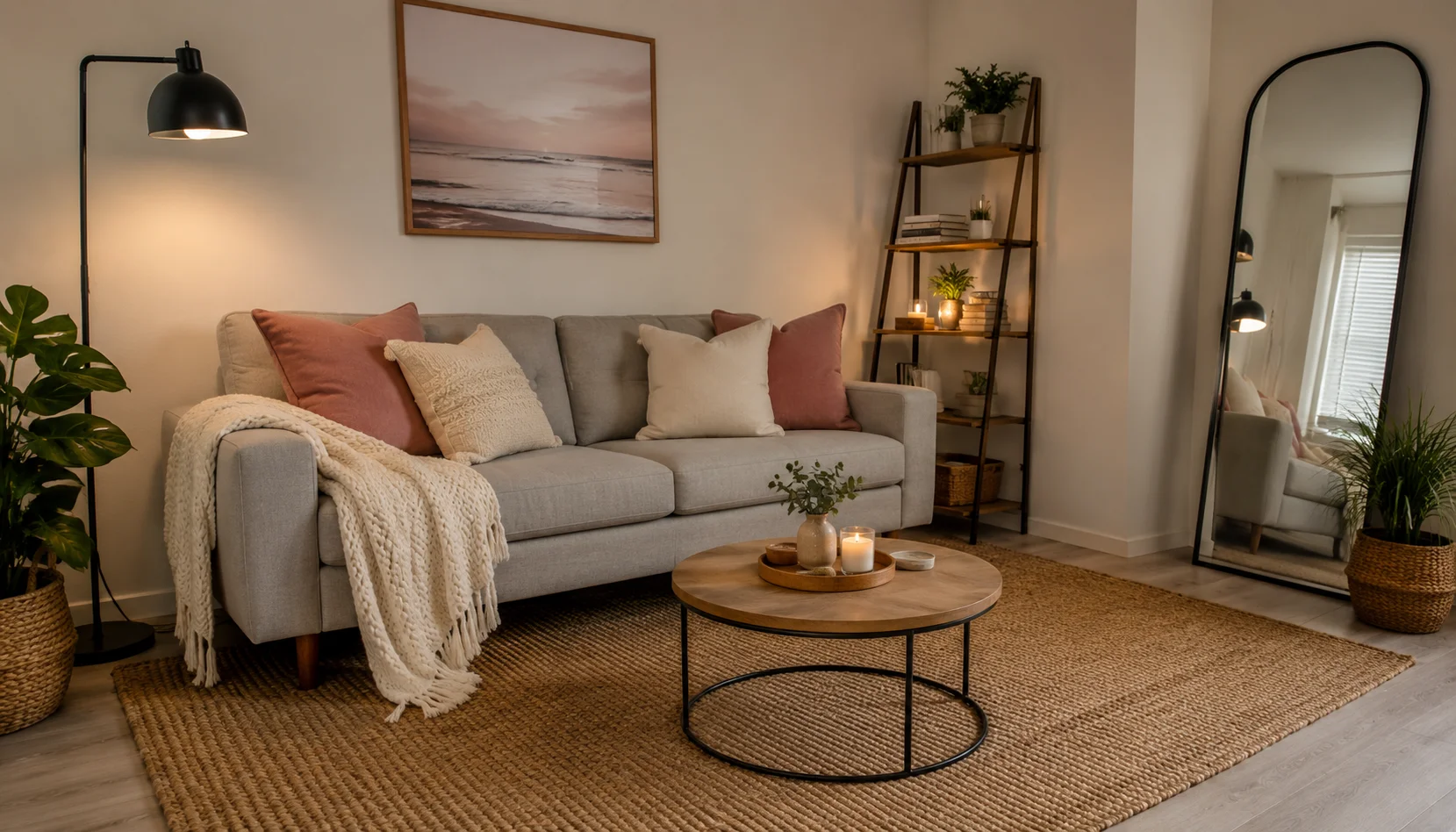 Beautiful small renter-friendly living room transformation under $200