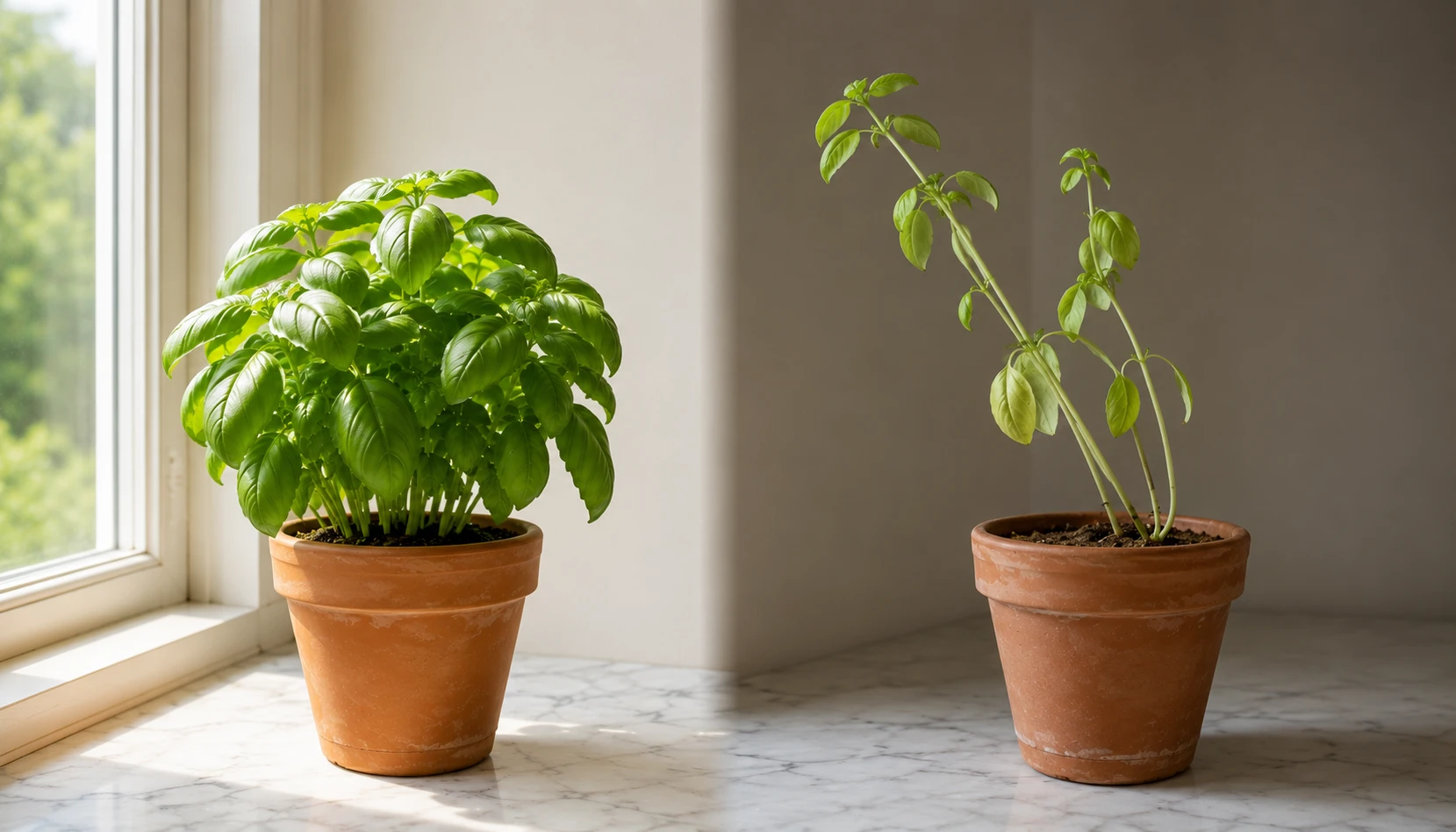 Different window orientations and their effect on indoor herb garden growth