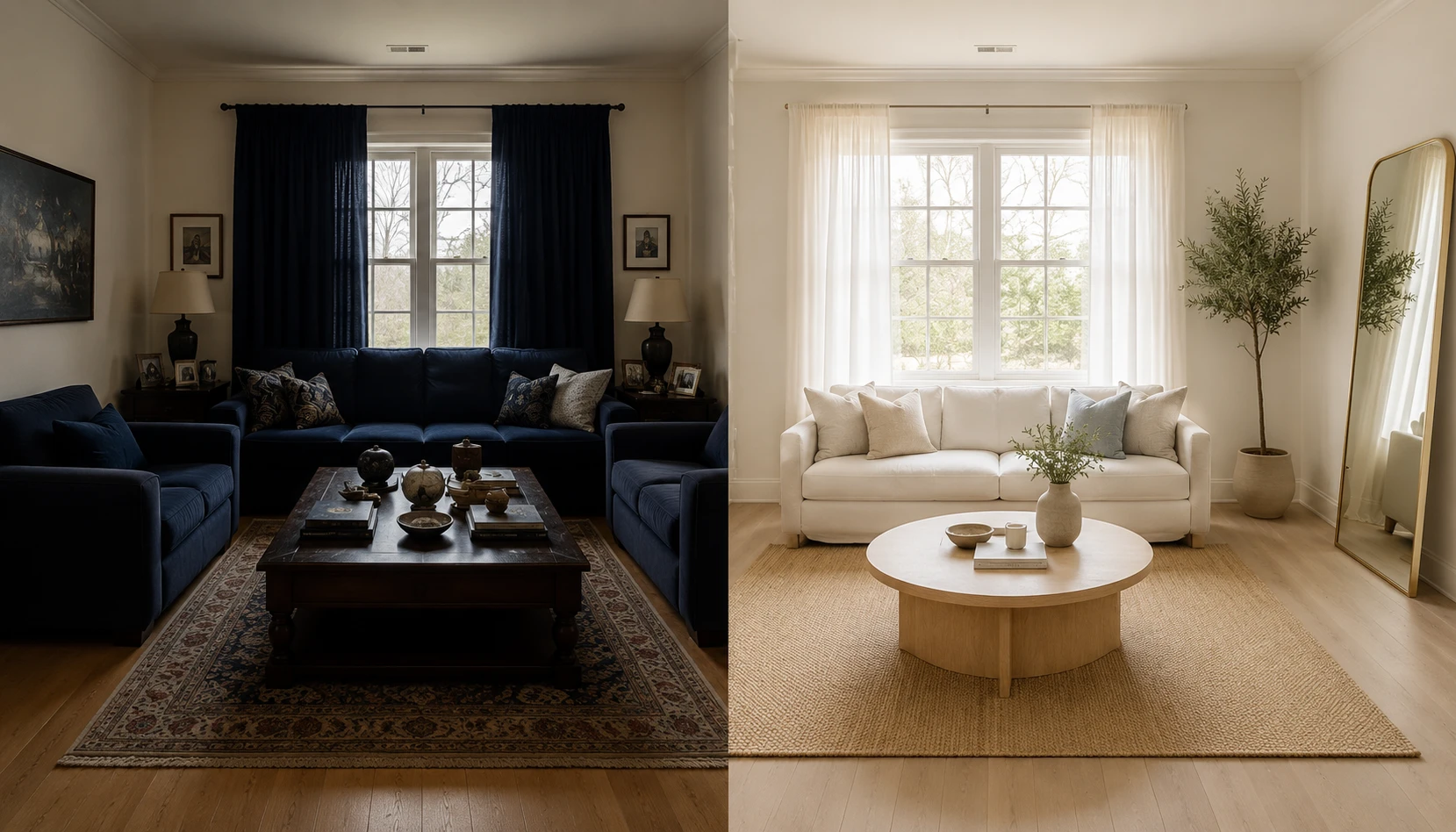 Bright small living room that feels spacious using light colours and smart design